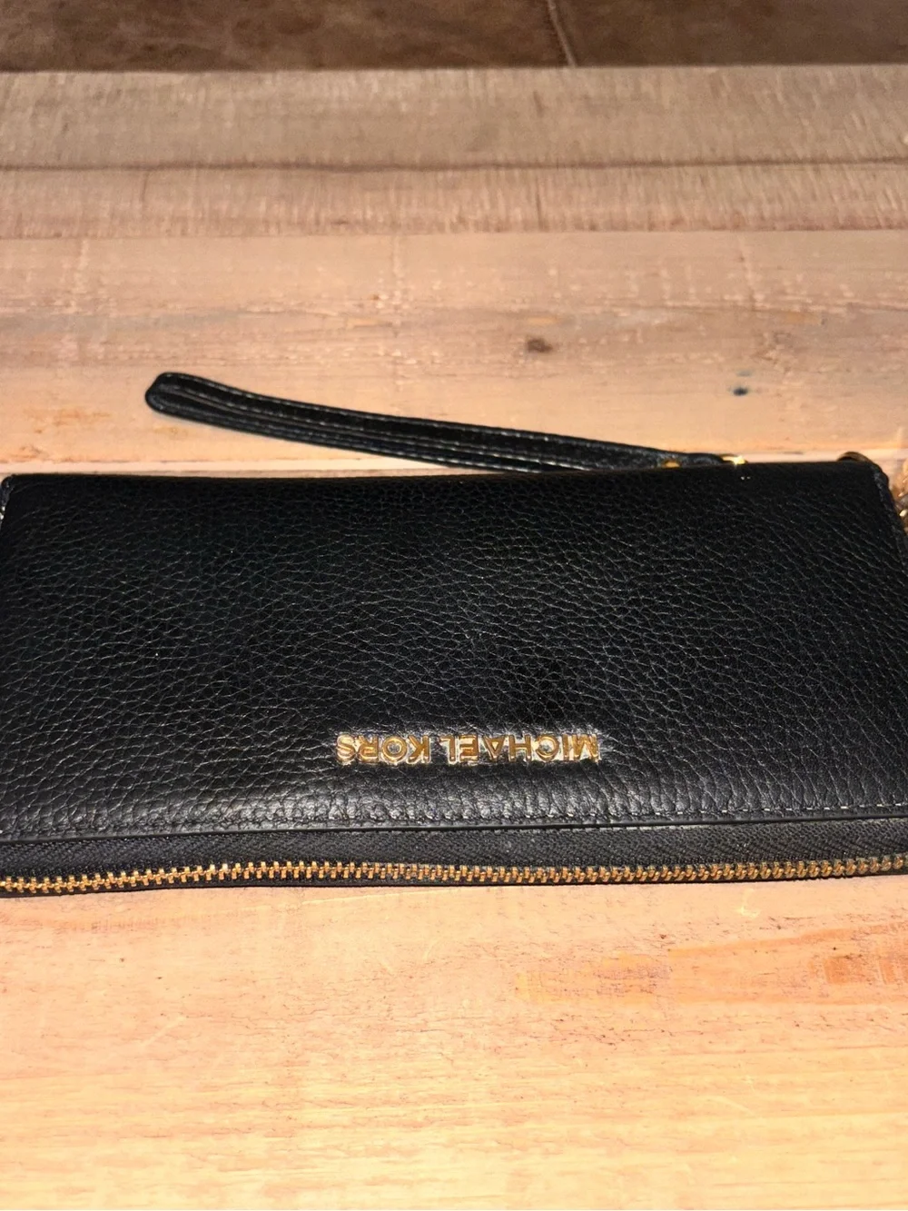 Michael Kors Black Pebbled Leather Continental Zip-Around Wlet